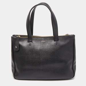 Furla Black Leather Double Zip Tote