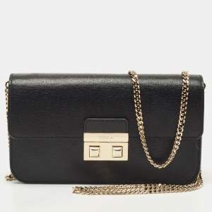Furla Black Leather Bella Crossbody Bag 