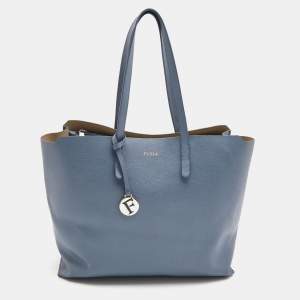 Pre Owned Furla Light Blue Leather Sally Tote