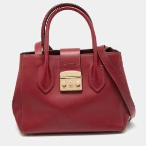 Pre Owned Furla Red Leather Metropolis Tote
