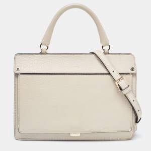 Pre Owned Furla Beige Leather Like Top Handle Bag