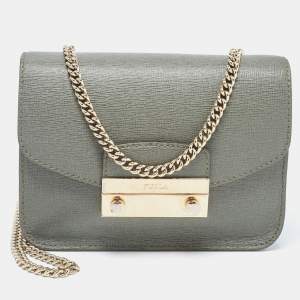 Furla Green Leather Mini Metropolis Crossbody Bag