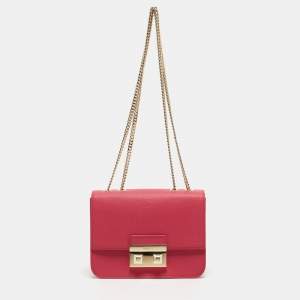 Furla Fuchsia Leather Mini Metropolis Crossbody Bag