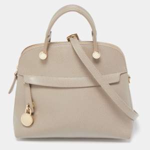 Furla Taupe Leather Piper Dome Satchel