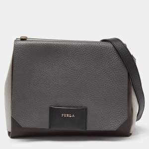 Pre Owned Furla Tri Color Leather Meridienne Crossbody Bag