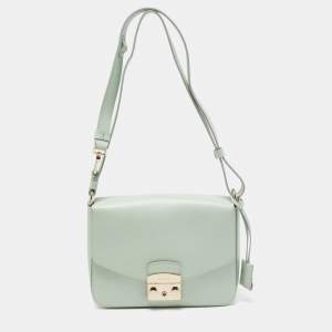 Pre Owned Furla Mint Green Leather Metropolis Shoulder Bag
