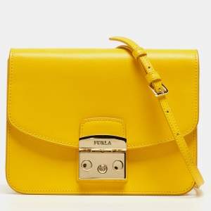 Furla Yellow Leather Metropolis Shoulder Bag