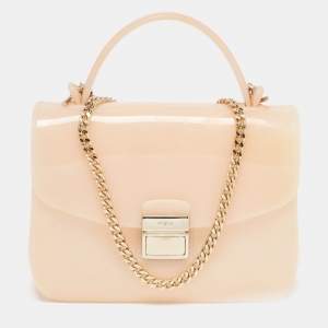 Furla Peach Rubber Candy Flap Top Handle Bag