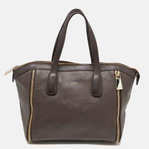 Pre Owned Furla Brown Leather Zip Satchel