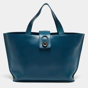 Furla Teal Leather Flap Tote