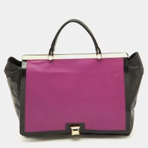 Furla Black/Pink Leather Cortina Top Handle Bag