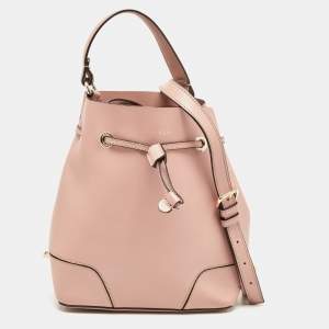Furla Pink Leather Stacy Drawstring Bucket Bag