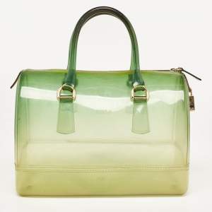 Pre Owned Furla Green Rubber Candy Satchel Bag