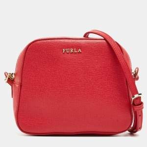 Furla Red Leather Lilli Camera Crossbody Bag