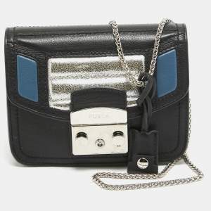 Furla Black/Silver Leather Metropolis Shoulder Bag