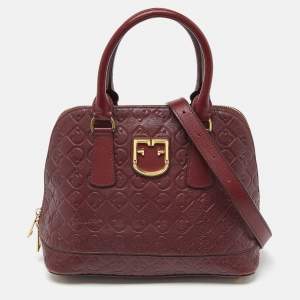 Furla Burgundy Leather Dome Satchel 