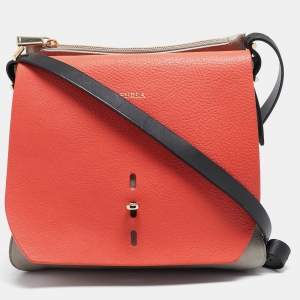 Furla Multicolor Leather and Suede Flap Shoulder Bag