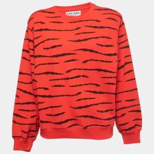 Gaia Gaia Red All-Over Print Cotton Crew Neck Sweatshirt S