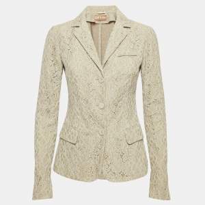  Galliano Grey Floral Lace Single Breasted Blazer M
