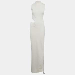 مملوكة مسبقًا Galvan London White Jersey Cut-Out Beaded Nova Dress S