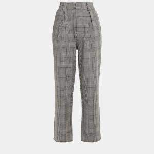 Ganni Grey Check Polyester Trousers Size EU 36
