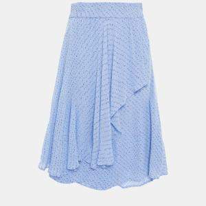 Ganni Blue Printed Chiffon Knee Length Skirt M (EU 38)