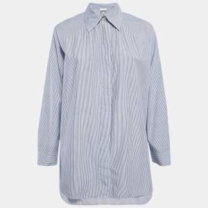 Ganni Blue Striped Cotton Oversized Shirt S 