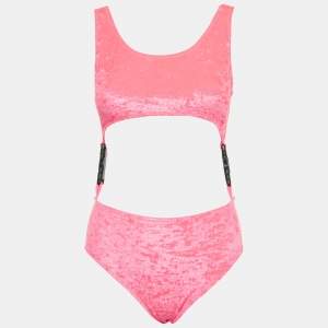 Pre Owned GCDS Pink Velvet Cut-Out Buckle Detail Swimsuit M