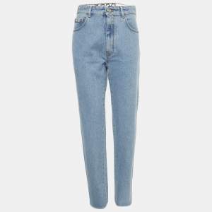 مملوكة مسبقًا GCDS Blue Denim Logo Crystal Waist Detail Jeans S