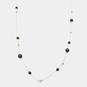 Georg Jensen Onyx Silver 925 Beads Long Station Necklace