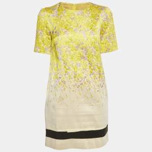 Giambattista Valli Yellow Jacquard Shift Dress M