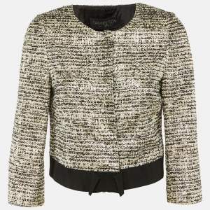 Pre Owned Giambattista Valli Metallic Boucle Cropped Jacket M