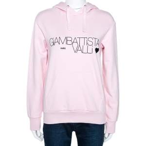 Giambattista Valli x HM Light Pink Logo Print Cotton Hooded Jumper XS