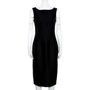 Giambattista Valli Black Silk Wool Sleeveless Pencil Dress S