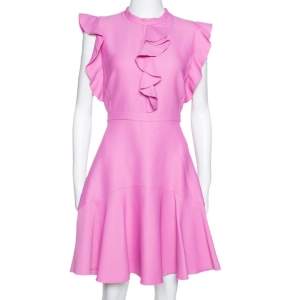 Giambattista Valli Pale Fuschia Pink Ruffled Flared Dress M