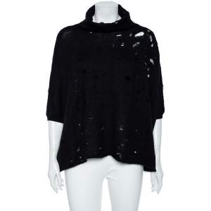 Giambattista Valli Black Mohair Wool Distressed Oversized Jumper S