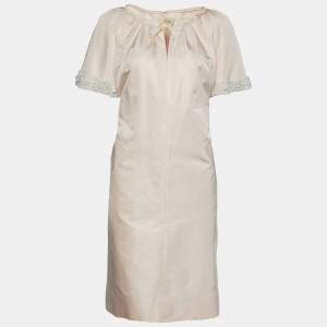 Giambattista Valli Peach Pink Silk Embellished Shift Dress L