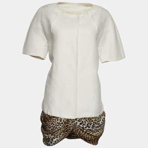 Giambattista Valli Off White Linen Blend Contrast Hem Detail Caban XL