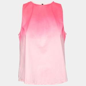 Giambattista Valli Neon Pink Ombre Stretch Cotton Tank Top M