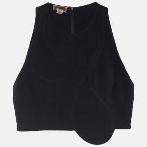 Giambattista Valli Black Crepe Racer Crop Top M