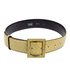 Gianfranco Ferre Light Yellow Python Buckle Belt