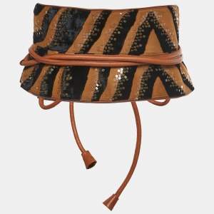 Gianfranco Ferre Multicolor Zebra Effect Sequins Detail Corset Belt