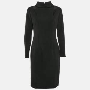 Gianfranco Ferre Black Crepe Turtle Neck Short Dress M