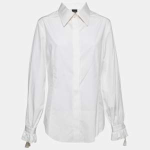 Gianfranco Ferre Off White Cotton Tassel Detail Button Front Shirt XL