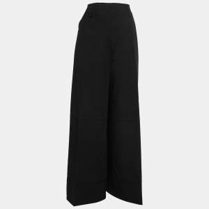 Gianfranco Ferre Vintage Black Wool-Crepe Wide Leg Pants L