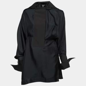 Gianfranco Ferre Vintage Black Silk Collared Tunic M