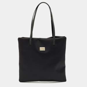 Gianfranco Ferre Black Nylon Flat Tote