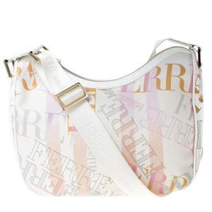 Gianfranco Ferre Multicolor Logo Print PVC and Canvas Shoulder Bag
