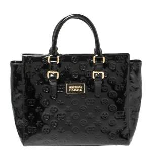 Gianfranco Ferre Signature Embossed Patent Leather Buckle Handle Tote
