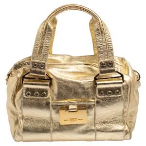 Gianfranco Ferre Gold Leather Satchel